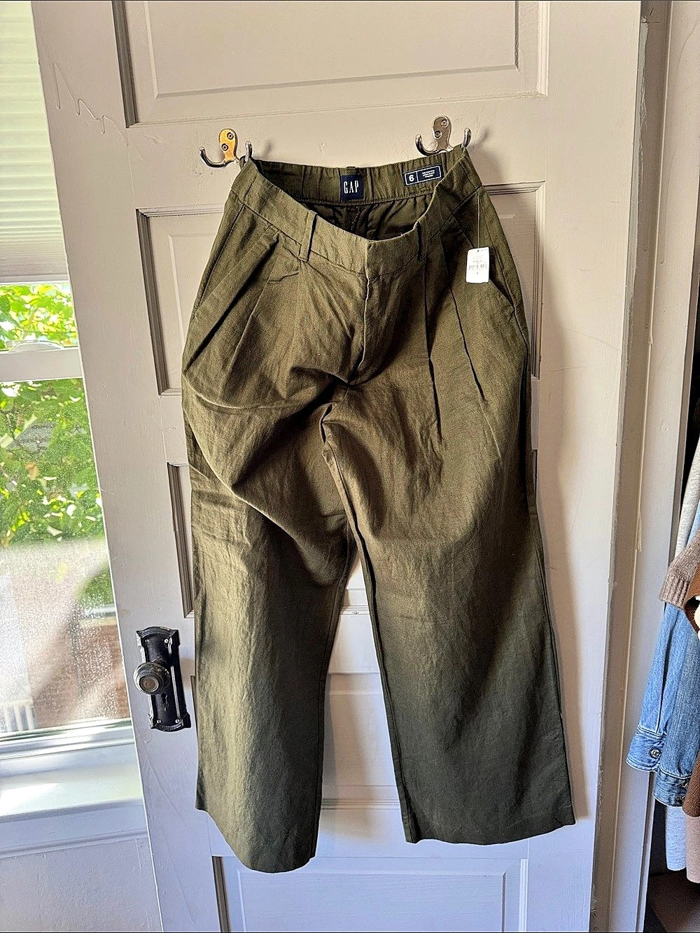 Gap 365High Rise linen blend Trouser Green Size 6
